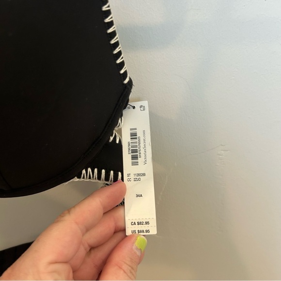 Women’s Victoria’s Secret Archives Crochet Scuba Push-Up Bikini Top, Black, 34A - Picture 5 of 7